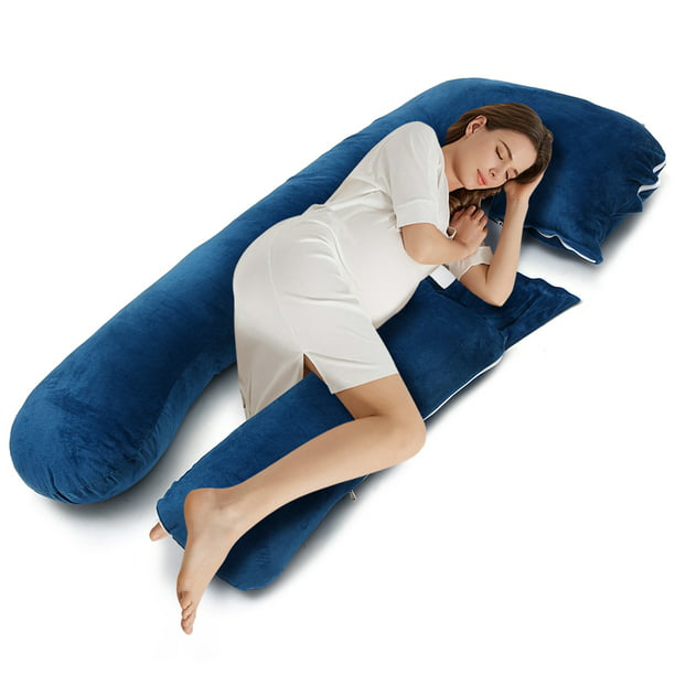 Removable Pillowcase Cover U Shape Maternity Cushion Pregnancy Pillow Blue 